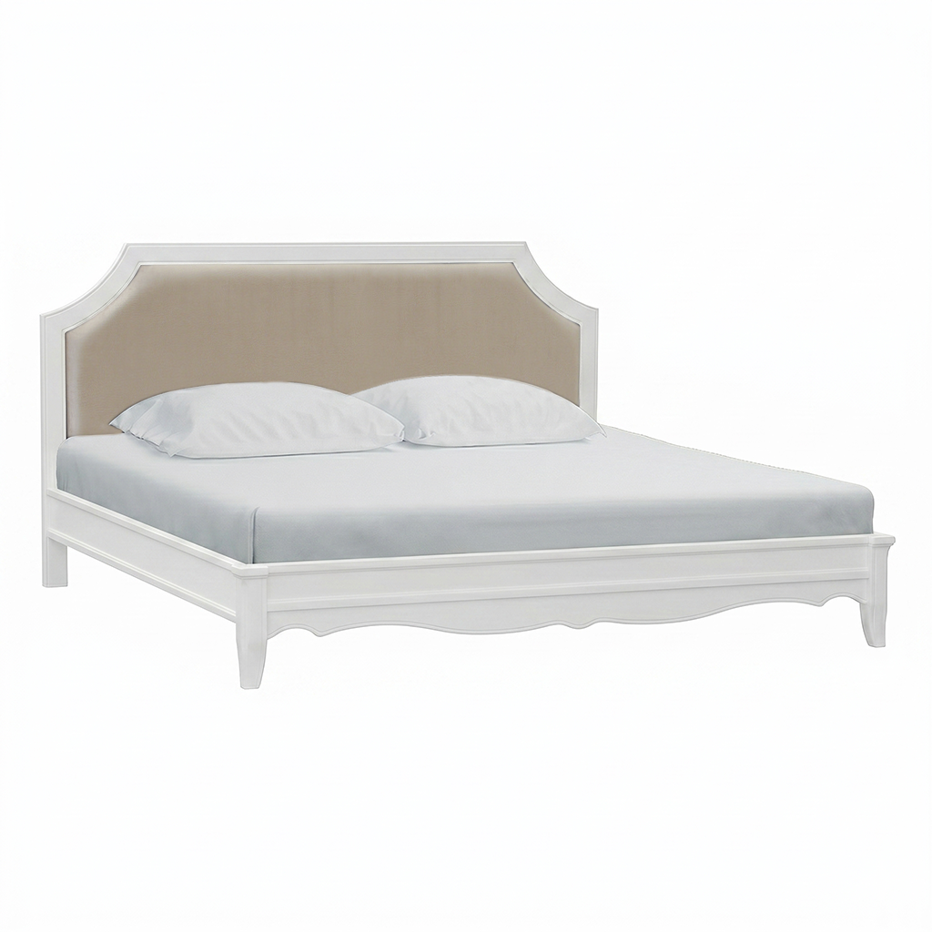 SHARON - King size bed (Mattress 180x200) - Brushed white and Cream