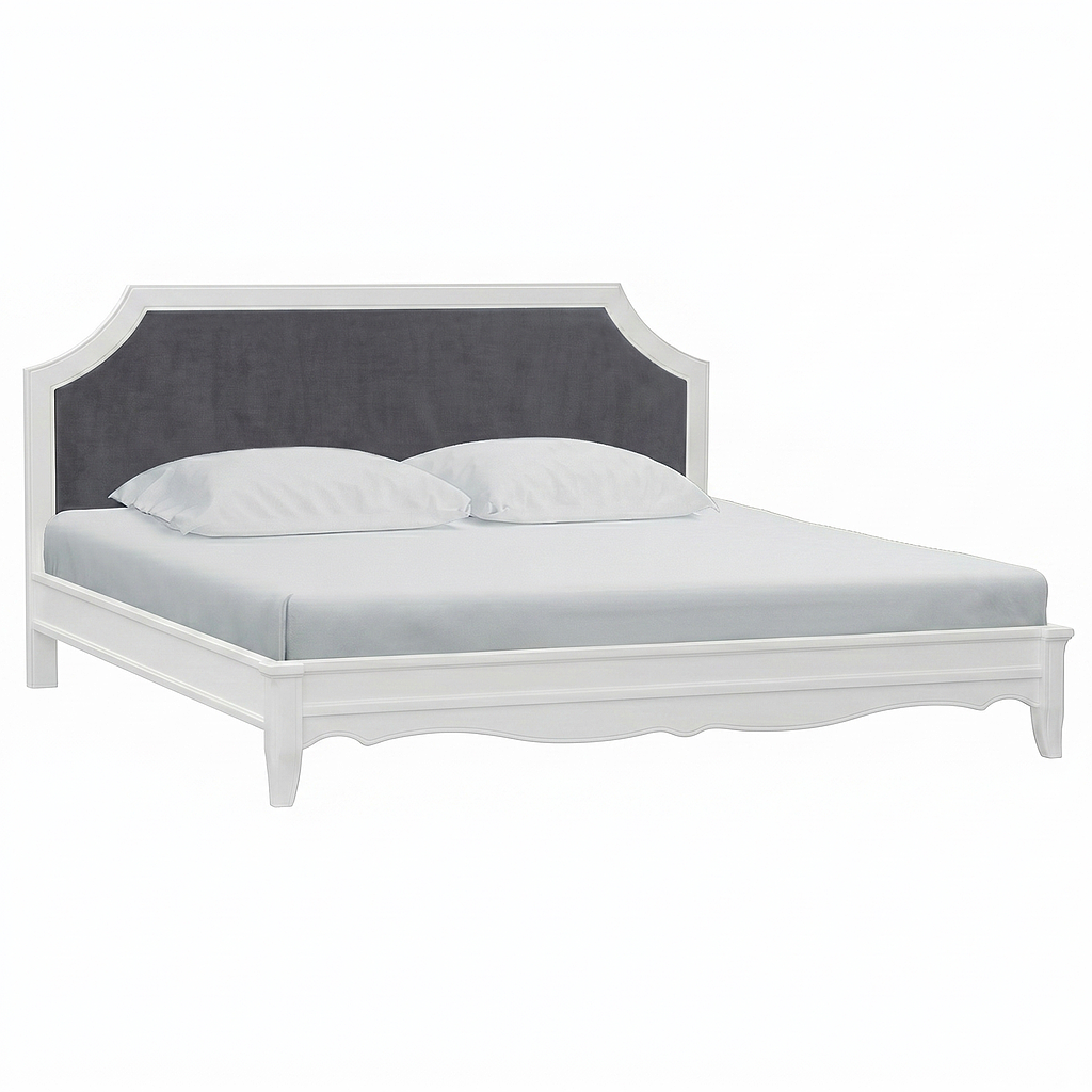 SHARON - Super King Bed (Mattress 200x200) - Brushed white and Dark grey