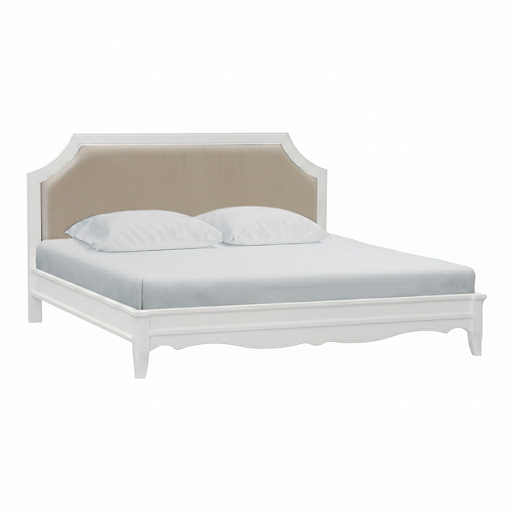 SHARON - Queen size bed (Mattress 160x200) - Brushed white and Cream