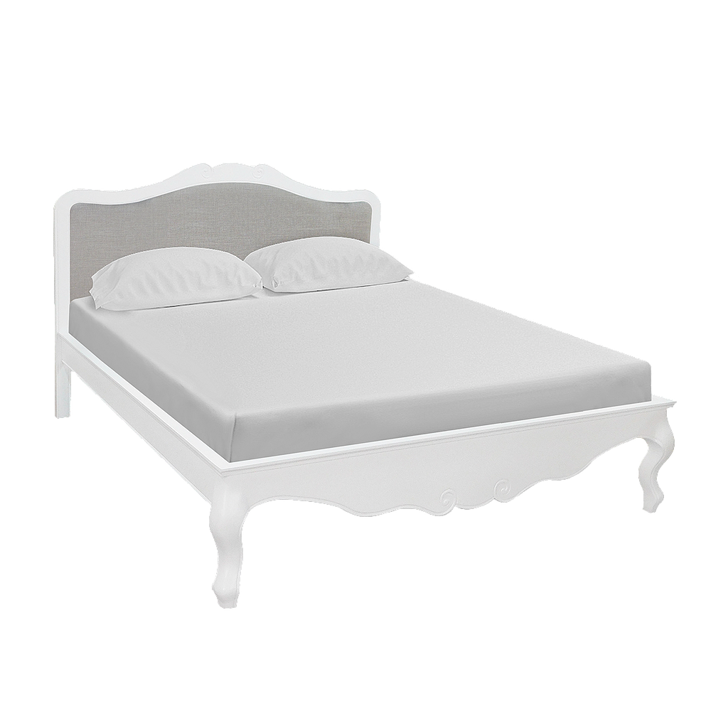 FLORIE - Queen size bed (Mattress 160x200) - Brushed white and Light grey