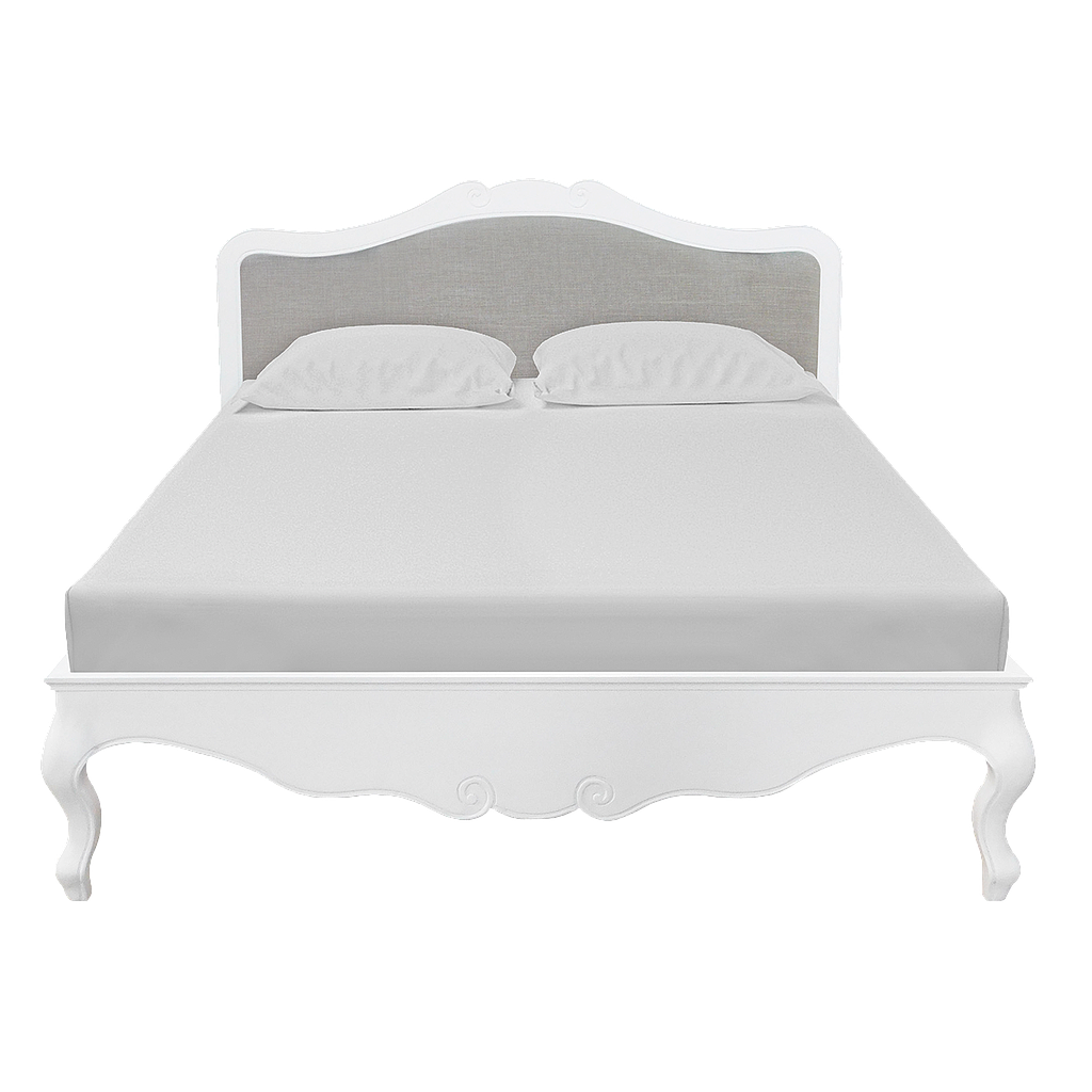 FLORIE - Queen size bed (Mattress 160x200) - Brushed white and Light grey