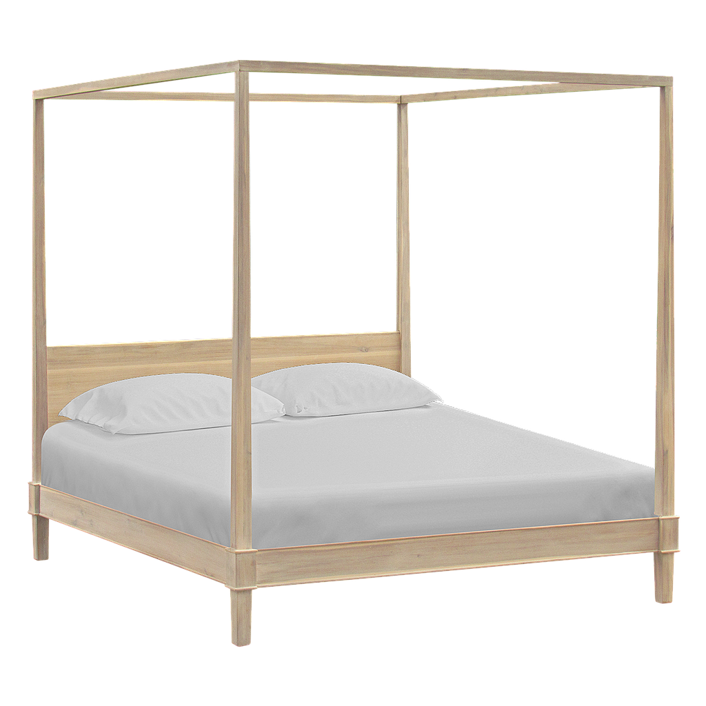 MENCE - King size bed (Mattress 180x200) - Whitened acacia