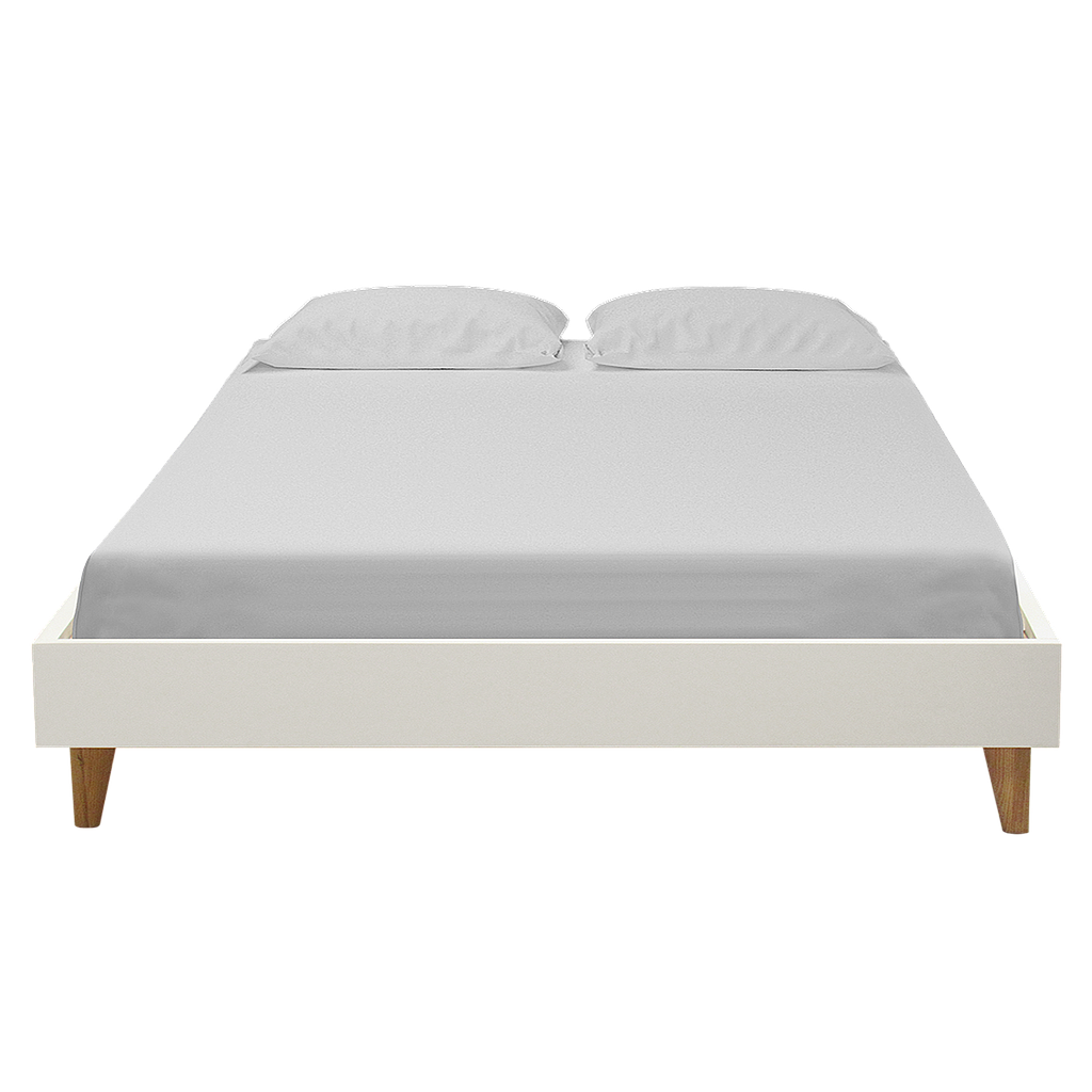 HELSINKI - Double size bed 140x200 - White lacquer and natural oak