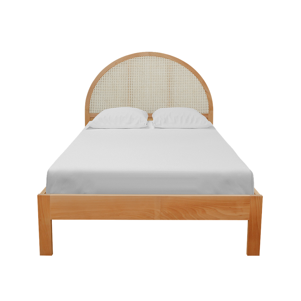 DYNA - Double size bed 140x200 - Natural beech and cane