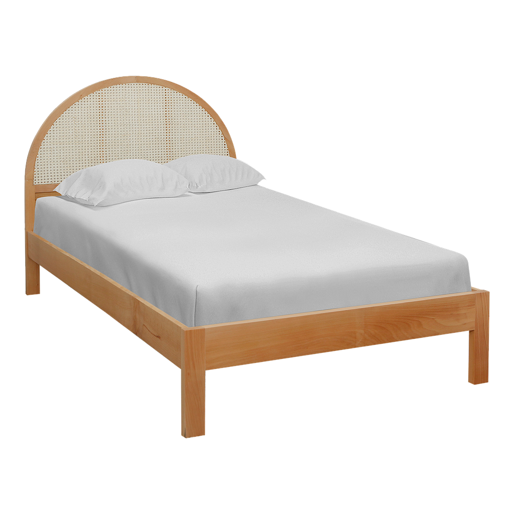 DYNA - Double size bed (Mattress 140x200) - Natural beech and Natural cane