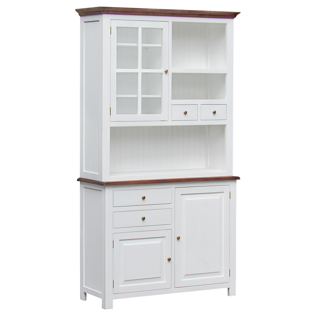 VAUCLUSE - Kitchen cabinet L120 x H220 - Brushed white and Washed antic