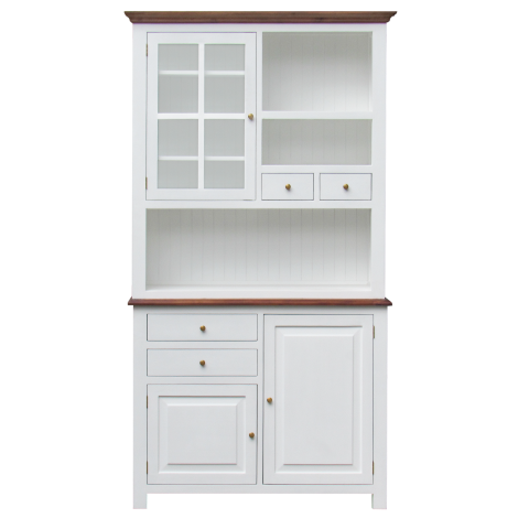 VAUCLUSE - Kitchen cabinet L120 x H220 - Brushed white and Washed antic
