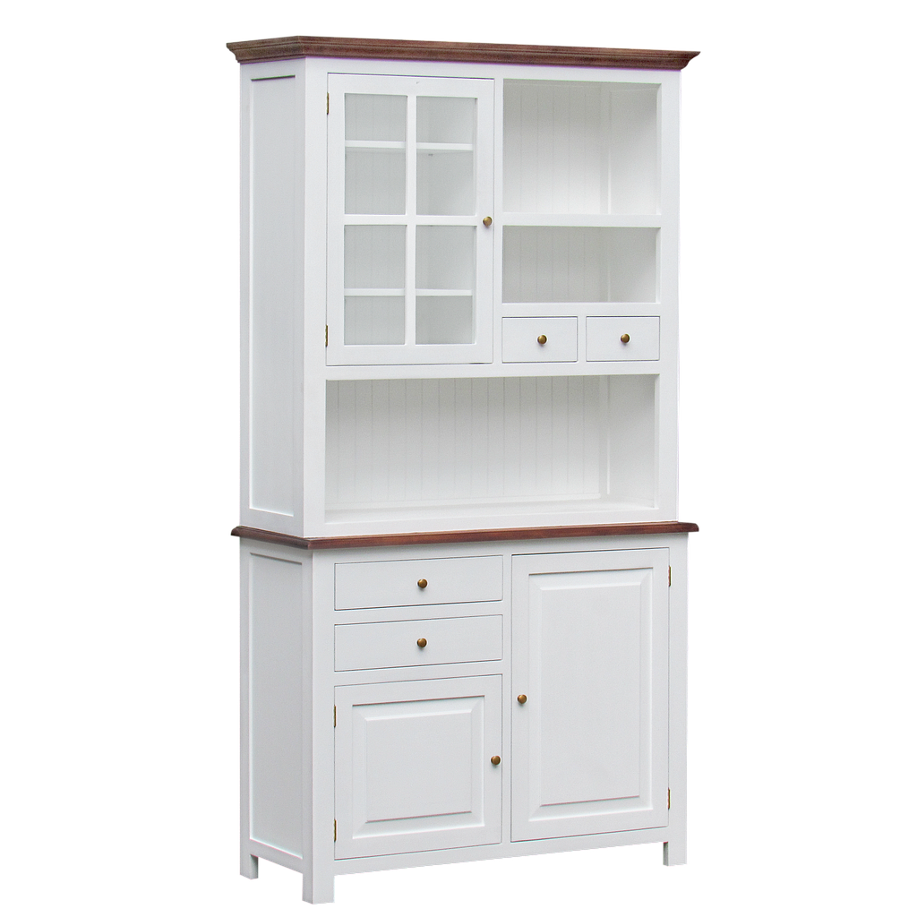 VAUCLUSE - Kitchen cabinet L120 x H220 - Brushed white and Washed antic