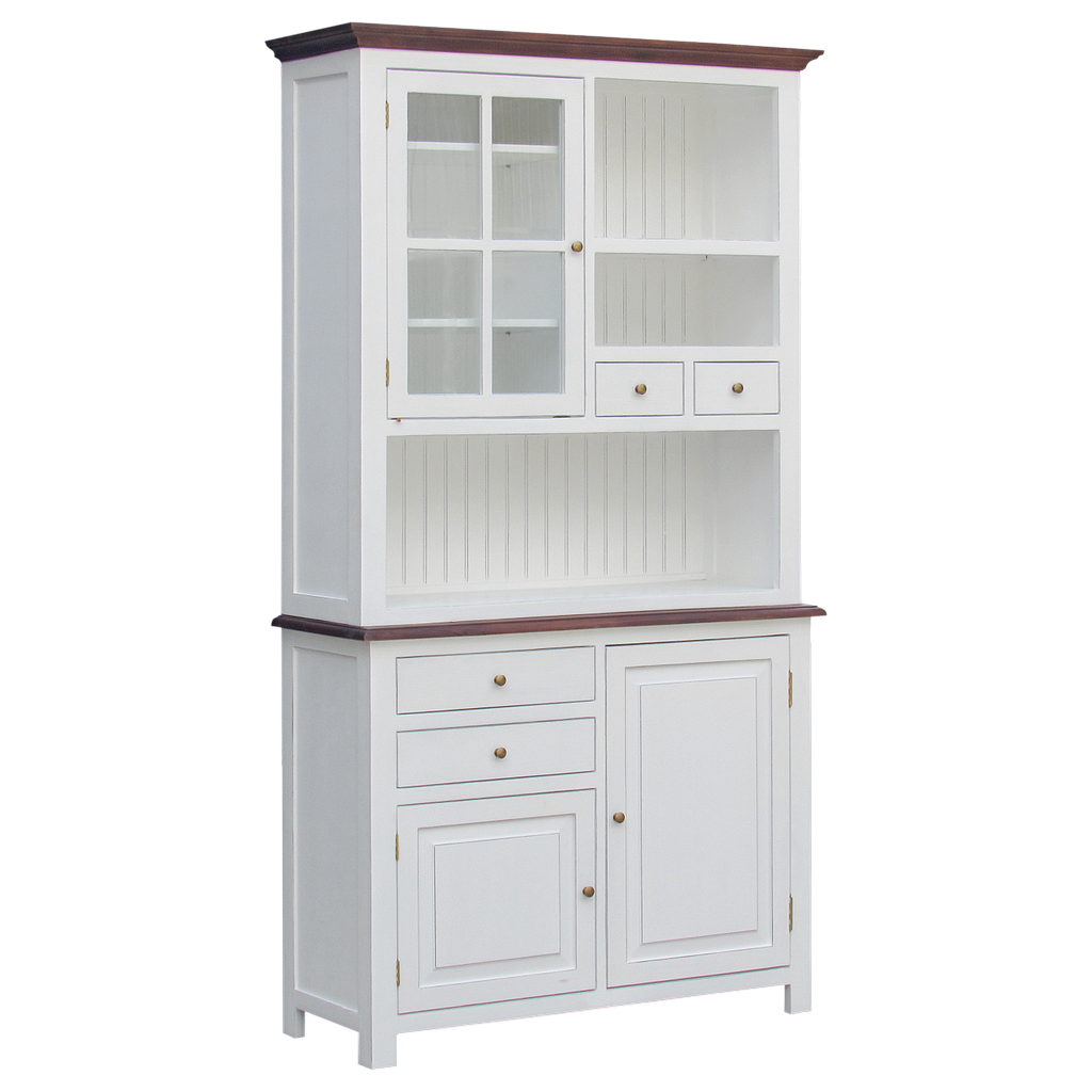 VAUCLUSE - Kitchen cabinet L120 x H220 - Brocante white and Washed antic