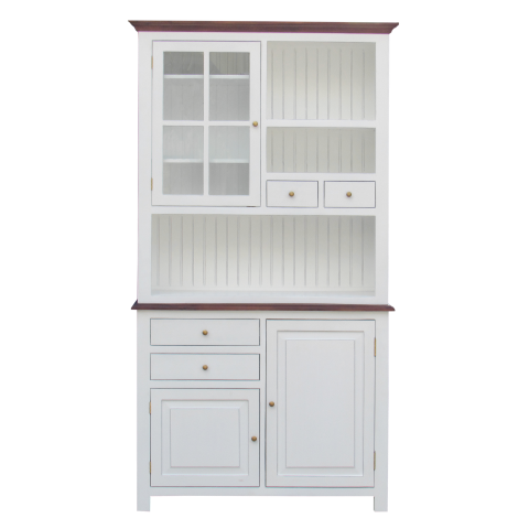 VAUCLUSE - Kitchen cabinet L120 x H220 - Brocante white and Washed antic