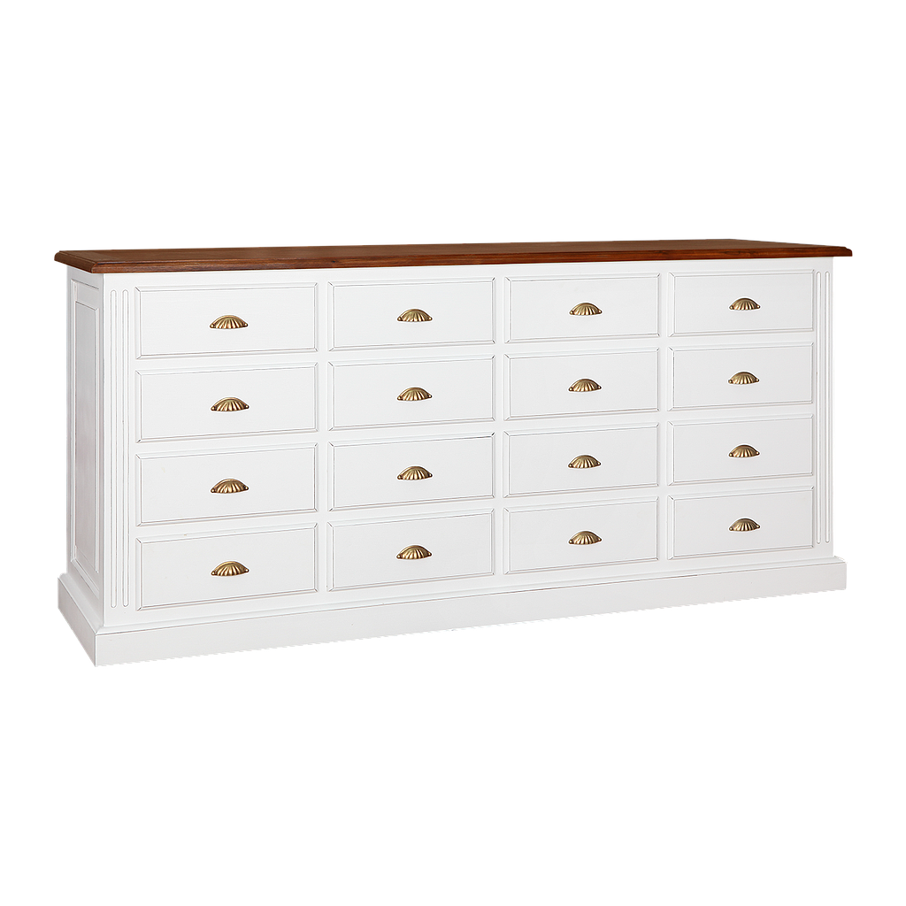ARTHUR - Chest of drawers L187 x H88 - Brocante white and Washed antic