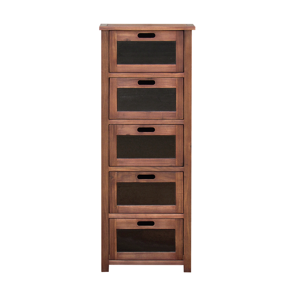 DANE - Chest of drawers L50 x H129 - Washed antic and Black
