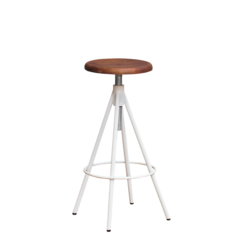 SCOTT - Adjustable bar stool H75/85 - White and Washed antic