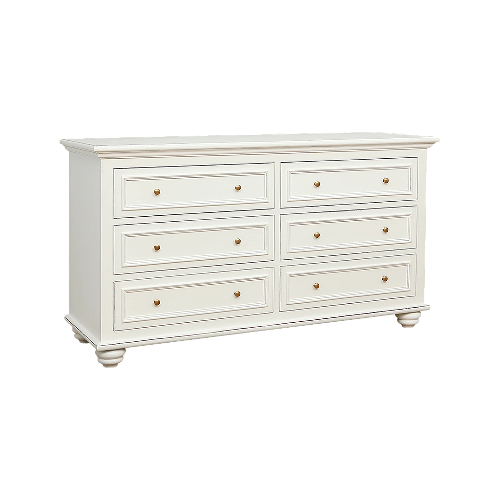 MEGAN - Chest of drawers L160 x H90 - Brocante white