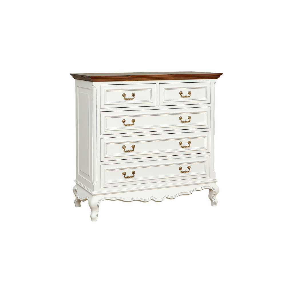 ALEXIA - Chest of drawers L100 x H98 - Brocante white and Washed antic