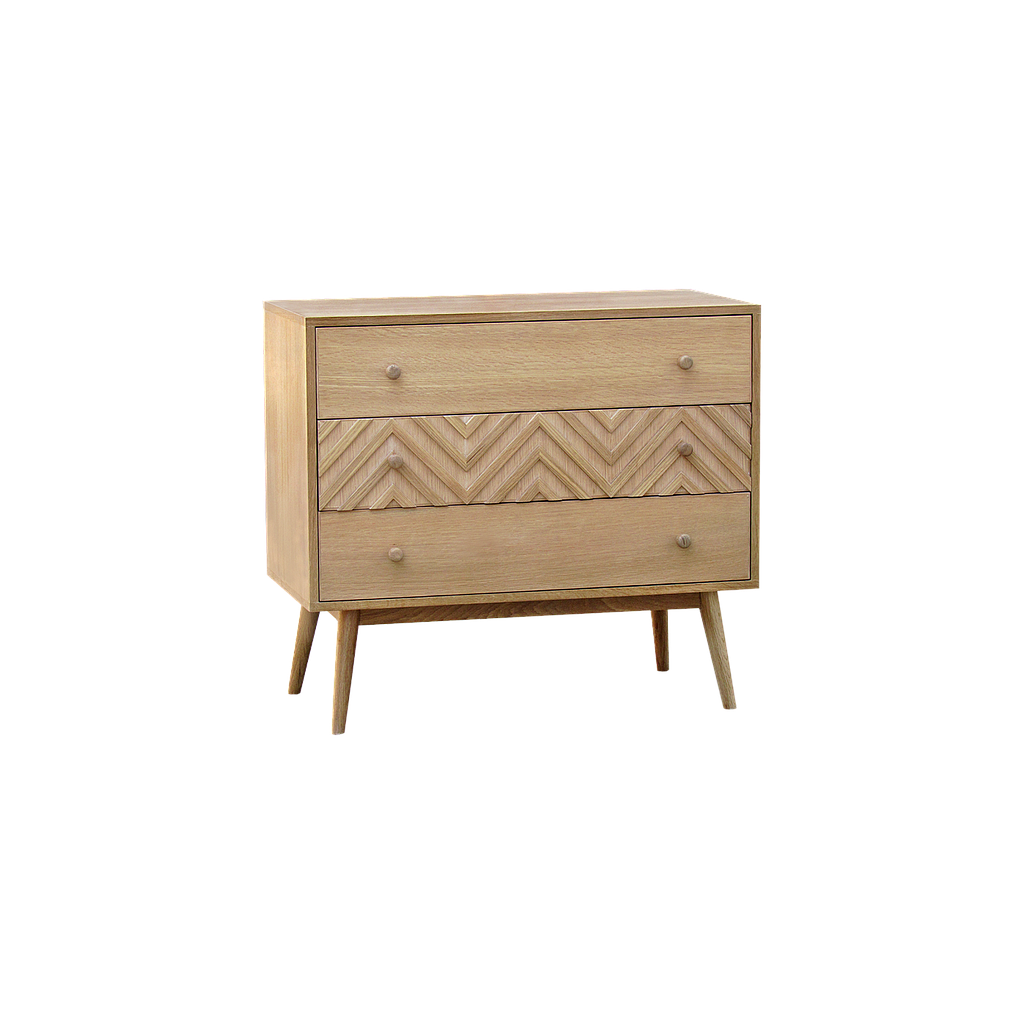 PORTO - Chest of drawers L90 x H80 - Natural oak | Furniture