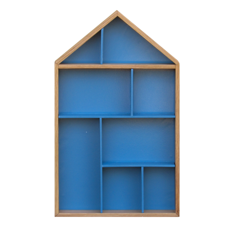 DOLL - Wall shelf H50 - Water blue and Natural oak