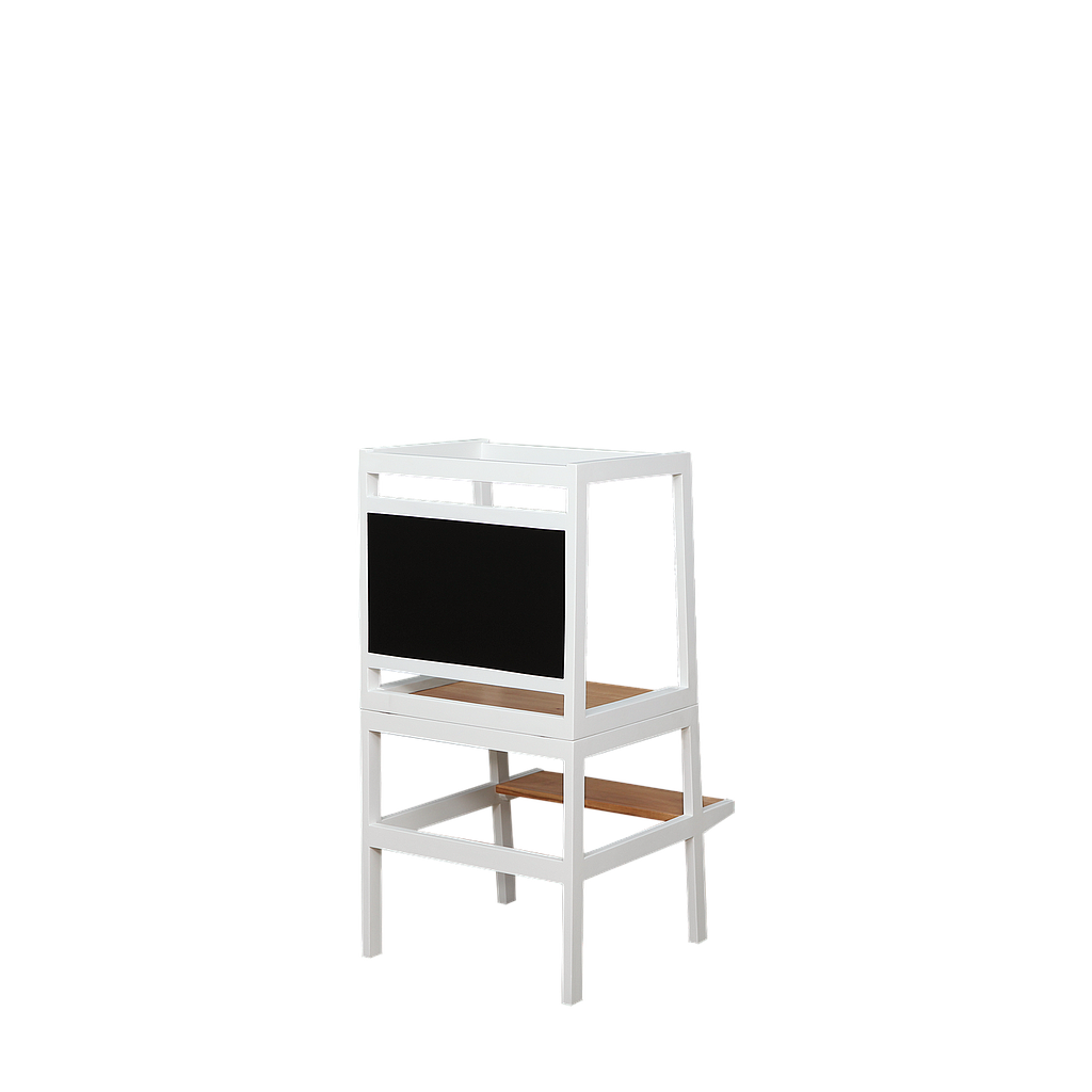 MONTESSORI - Multifunctional learning tower - White and Natural acacia
