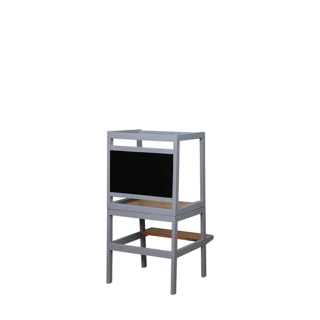 MONTESSORI - Multifunctional learning tower - Pearl grey and Natural acacia