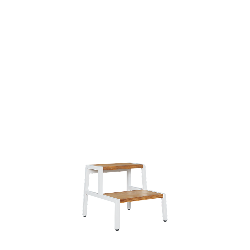 MONTESSORI - Step stool H36 - White and Natural acacia