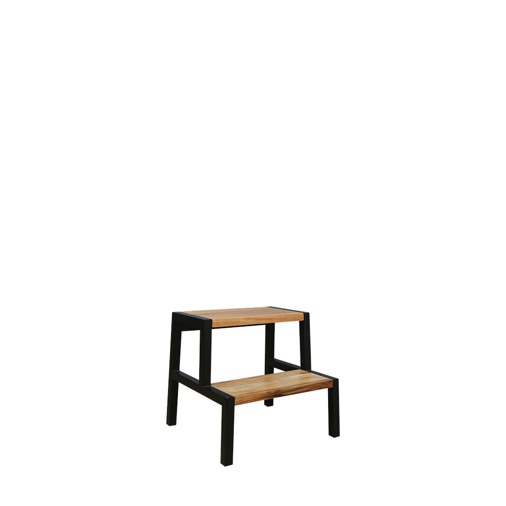 MONTESSORI - Step Stool H36 - Black and Natural acacia