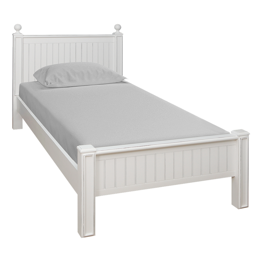 ALES - Single size bed (Mattress 100x200) - Brocante white