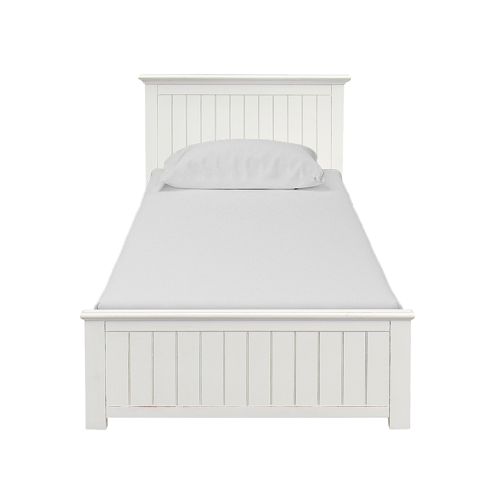 NEIL - Single size bed 100x200 - Brocante white / 2-drawers