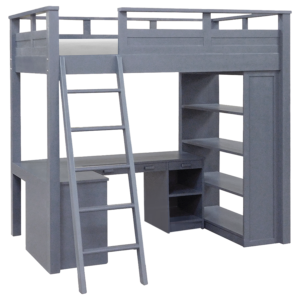 DREAM - Twin size loft bed (Mattress 120x200) - Pearl grey