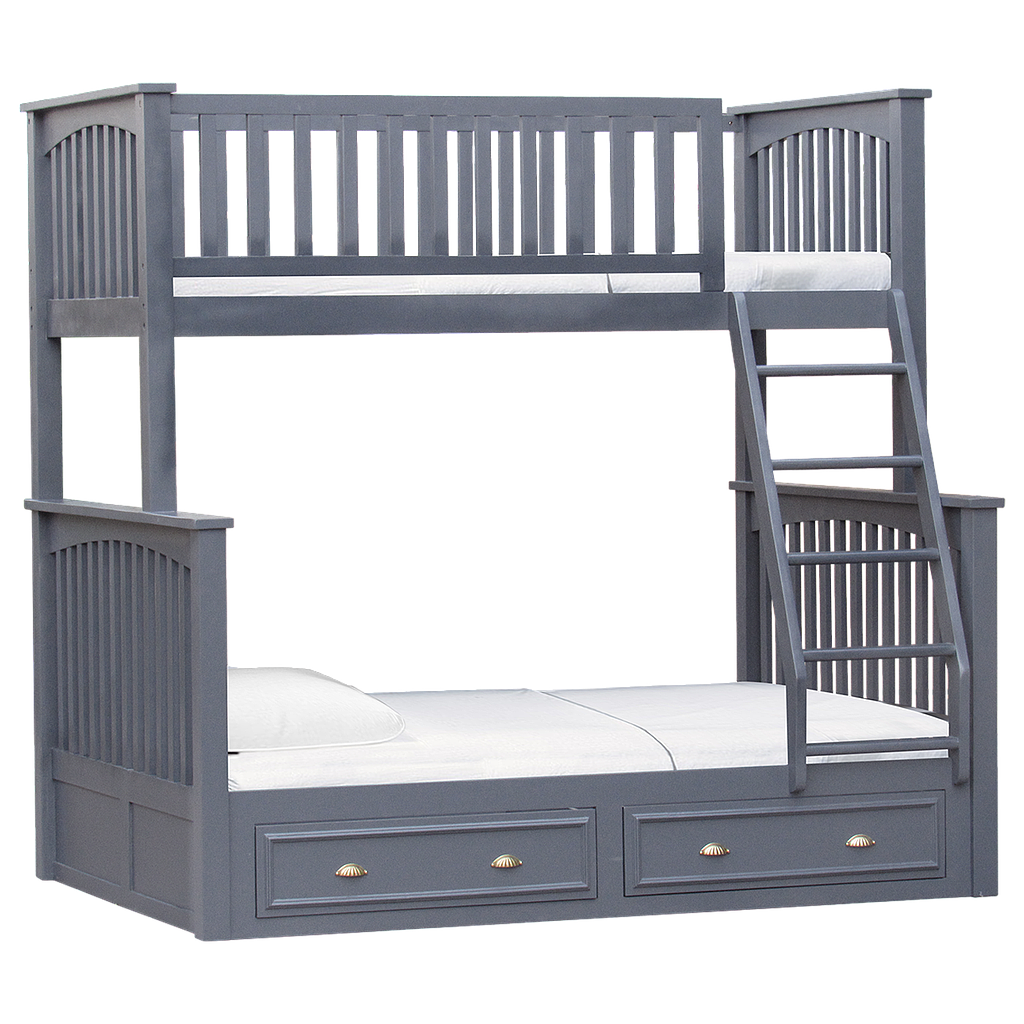 STEPHEN - Bunk bed / 2-drawer (Mattresses 140x200 &amp; 100x200) - Pearl grey