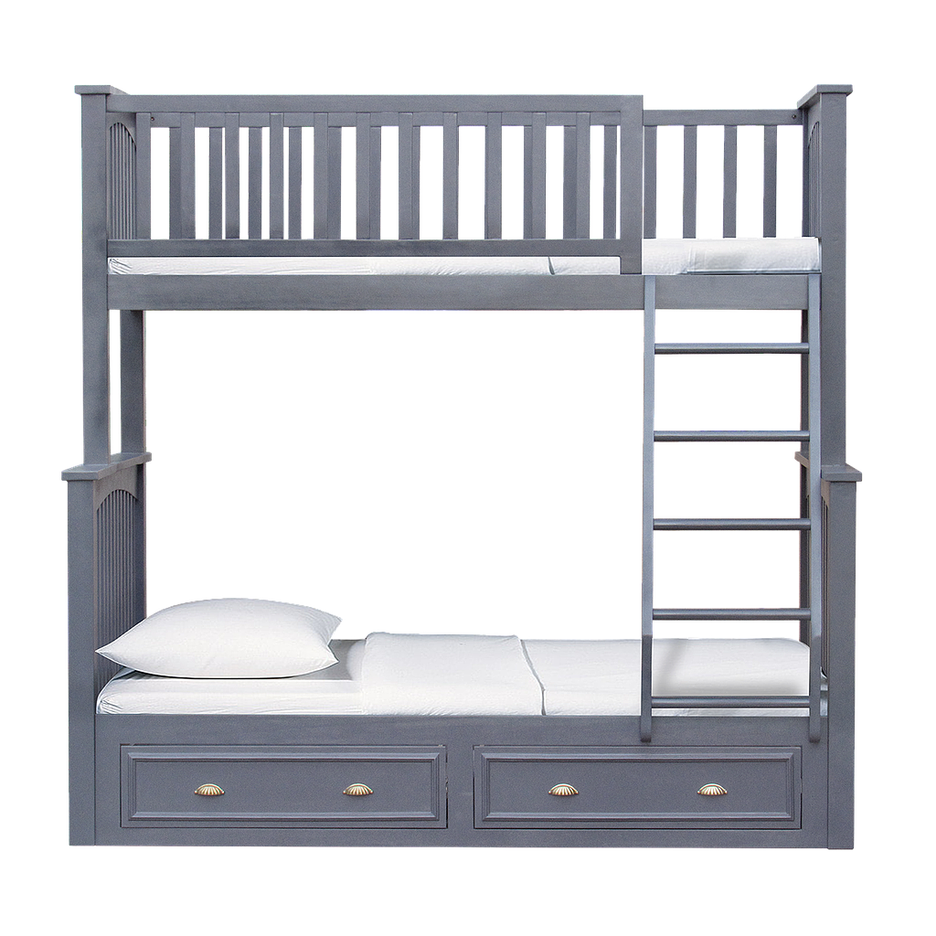 STEPHEN - Bunk bed 140x200 and 100x200 - Pearl grey / 2-drawers