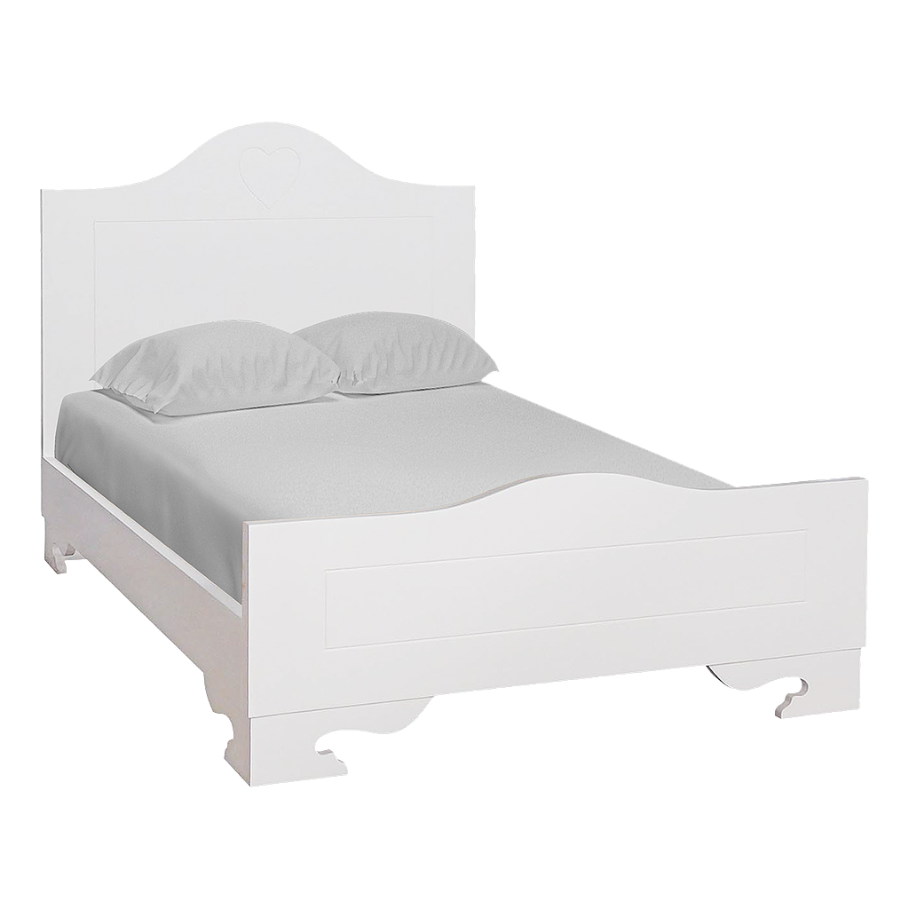 HEART - Twin size bed (Mattress 120x200) - Brushed white