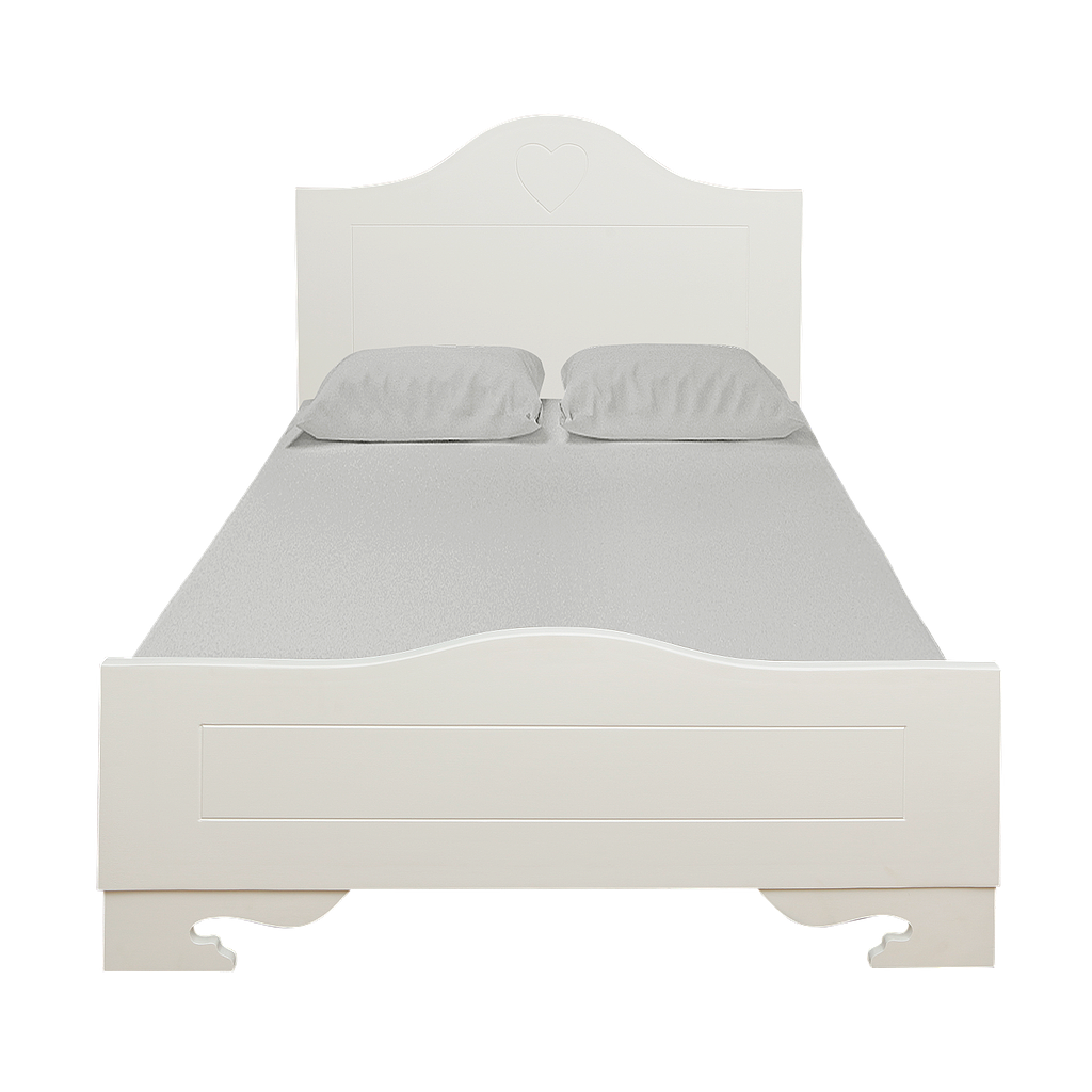 HEART - Twin size bed 120x200 - Brushed white