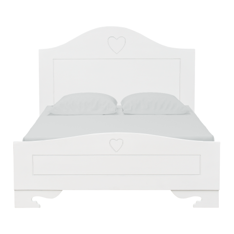HEART - Double size bed 140x200 - Brocante white