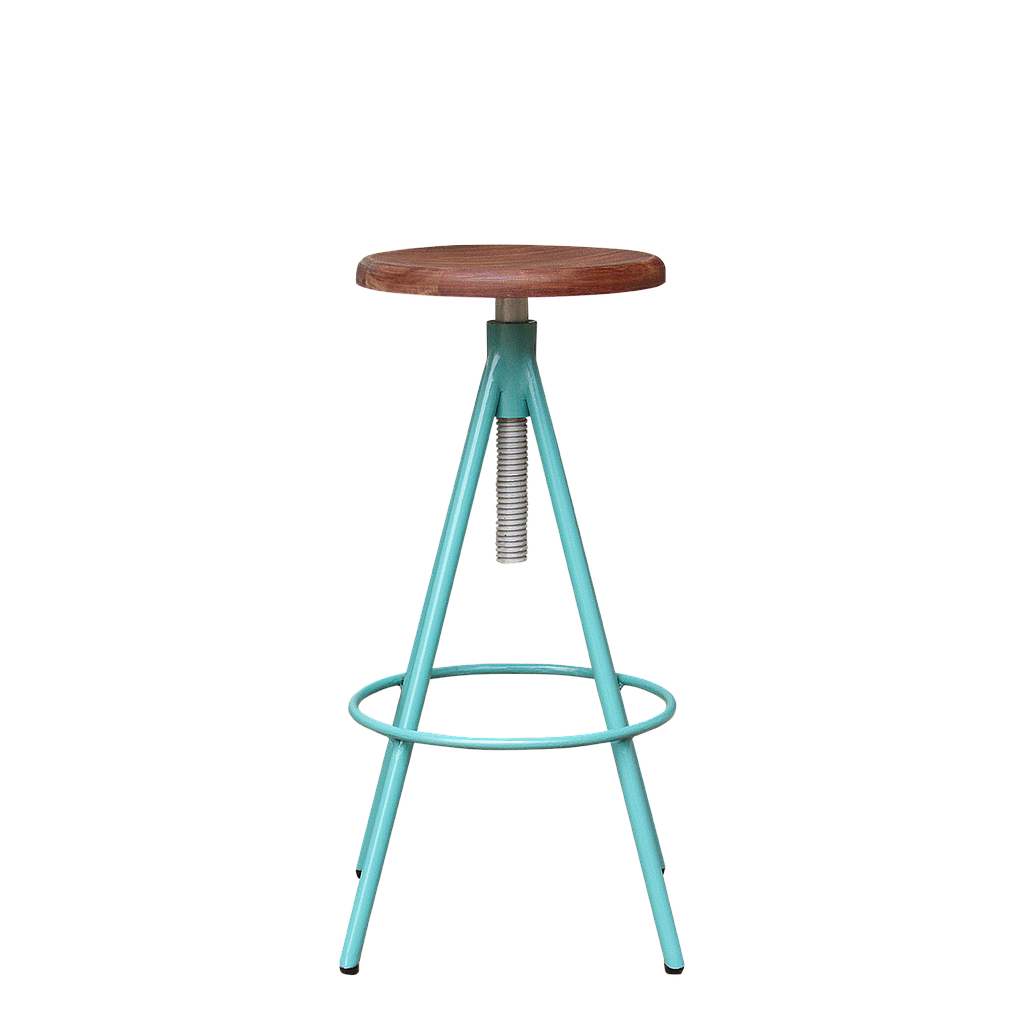 SCOTT - Adjustable bar stool H75/85 - Water blue metal and Washed antic