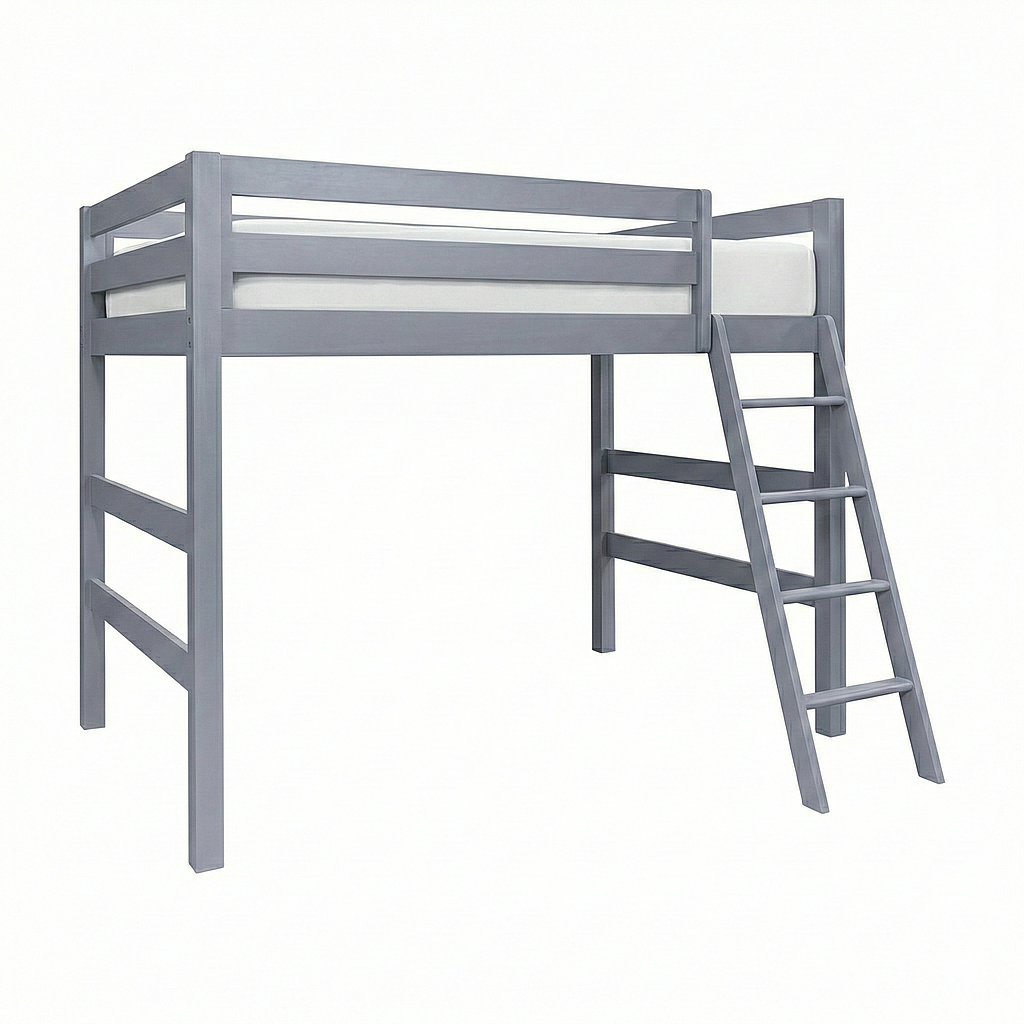 LODGE - Single size loft bed (Mattress 100x200) - Pearl grey