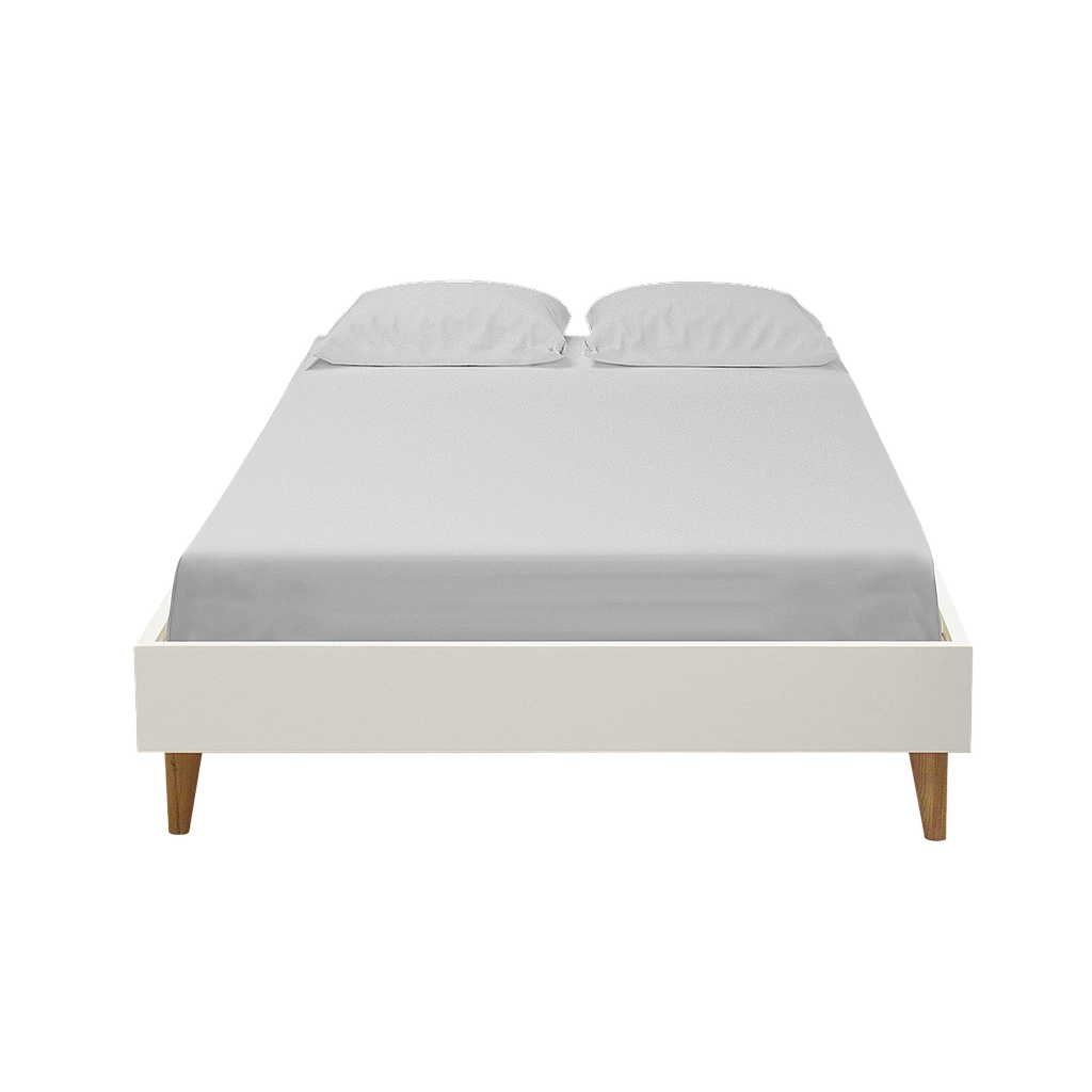 HELSINKY - Single size bed 100x200 - White lacquer and natural oak