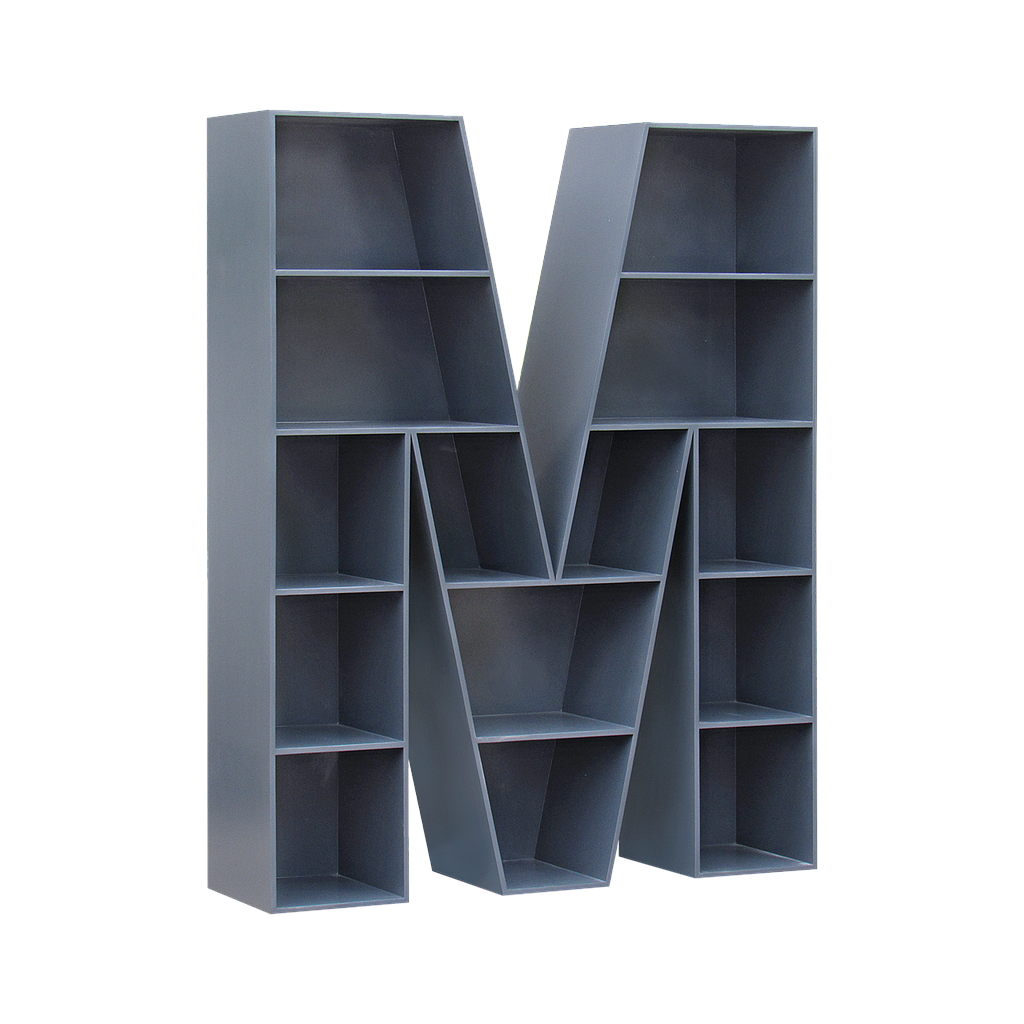 ALPHABET - Bookcase L130 x H165 - Charcoal grey