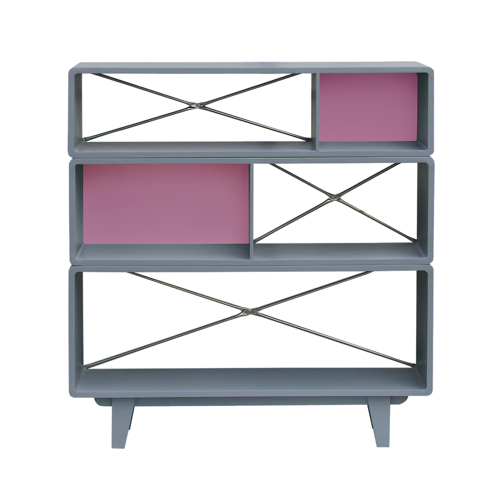 LAURA - Shelf L100 x H107 - Pearl grey and Pink