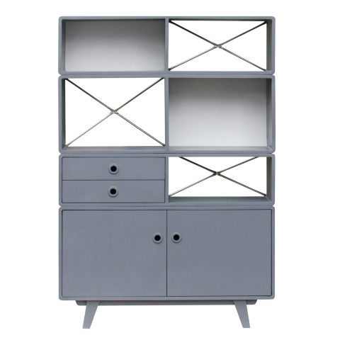 LAURA - Bookcase L110 x H160 - Pearl grey and White