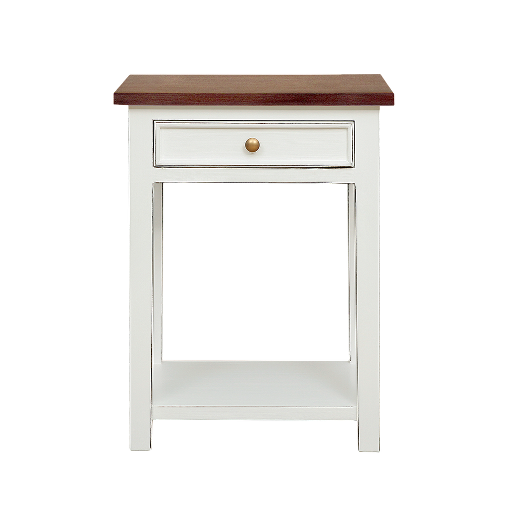ALES - Bedside table H60 - Brocante white and washed antic