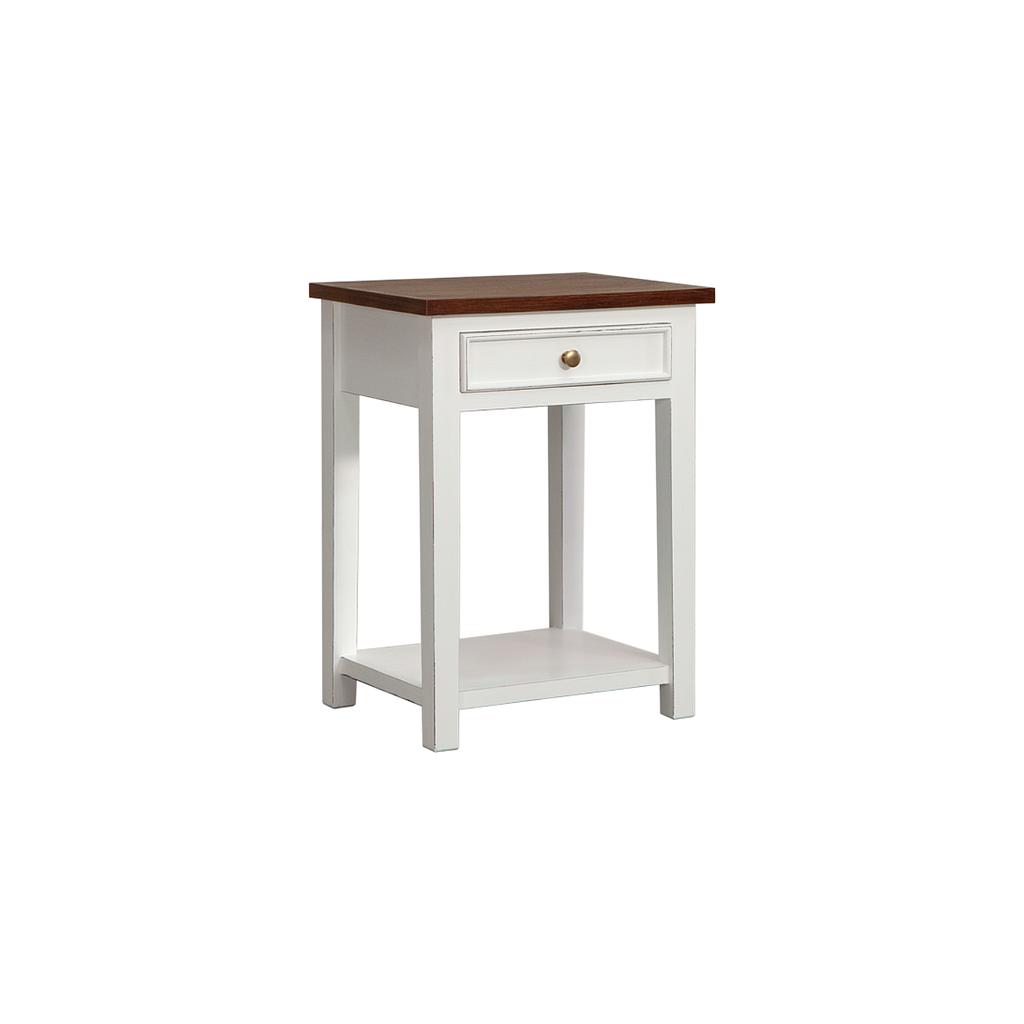 ALES - Bedside table H60 - Brocante white and washed antic