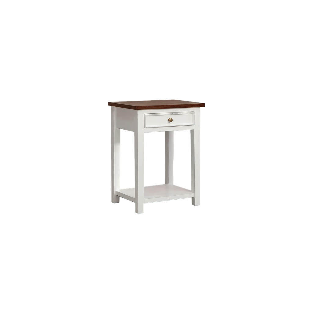 ALES - Bedside table H60 - Brocante white and washed antic