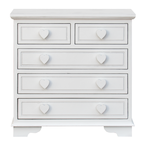 HEART - Chest of drawer L74 - Brocante white