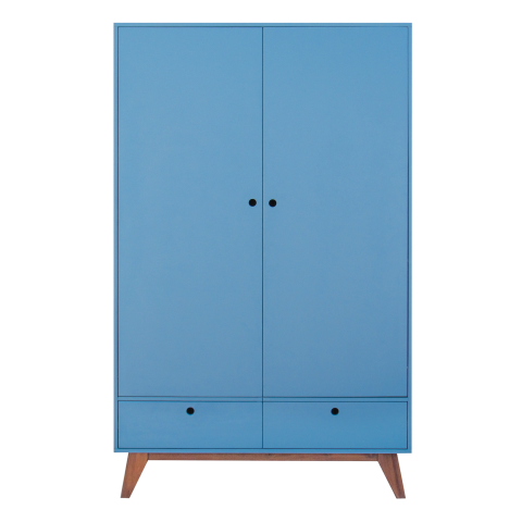 OSLO - Wardrobe L124 x H200 - Stone blue and Natural acacia
