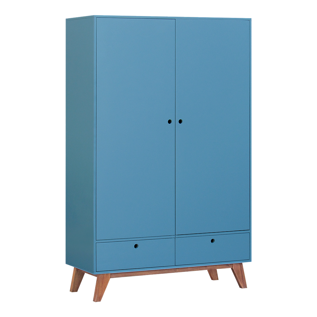 OSLO - Wardrobe L124 x H200 - Stone blue and Natural acacia