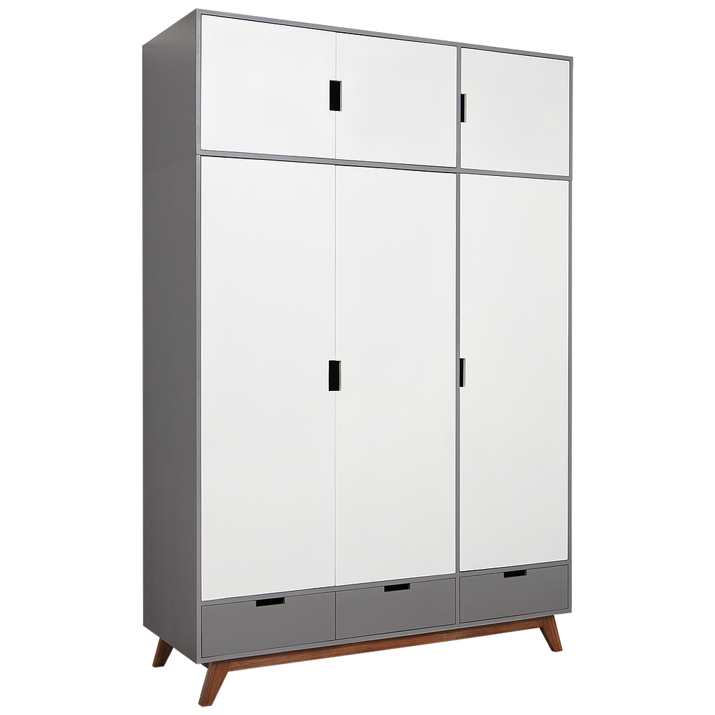 DONAN - Wardrobe L160 x H240 - Pearl grey, white and washed antic