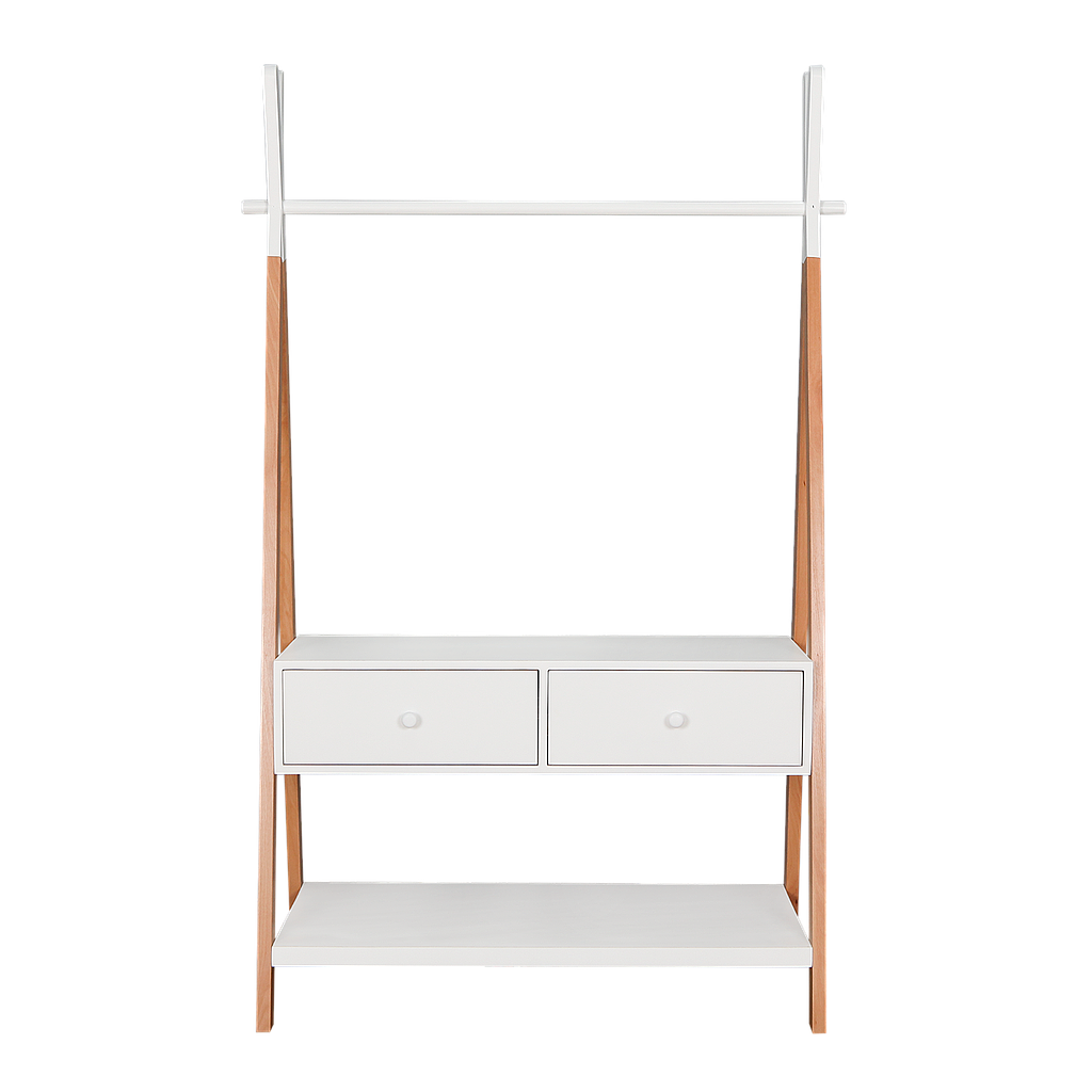 TIPI - Clothes shelf L100 x H170 - Natural beech and White