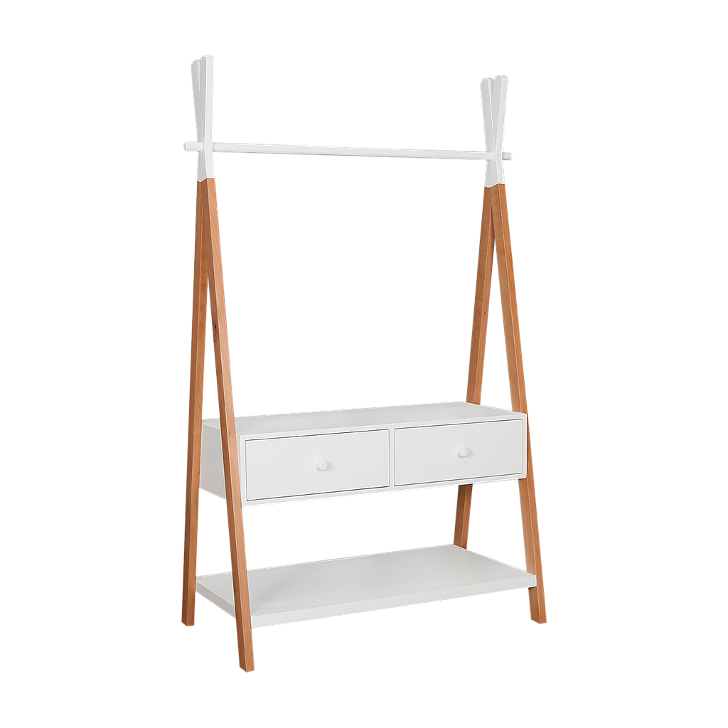 TIPI - Clothes shelf L100 x H170 - Natural beech and White