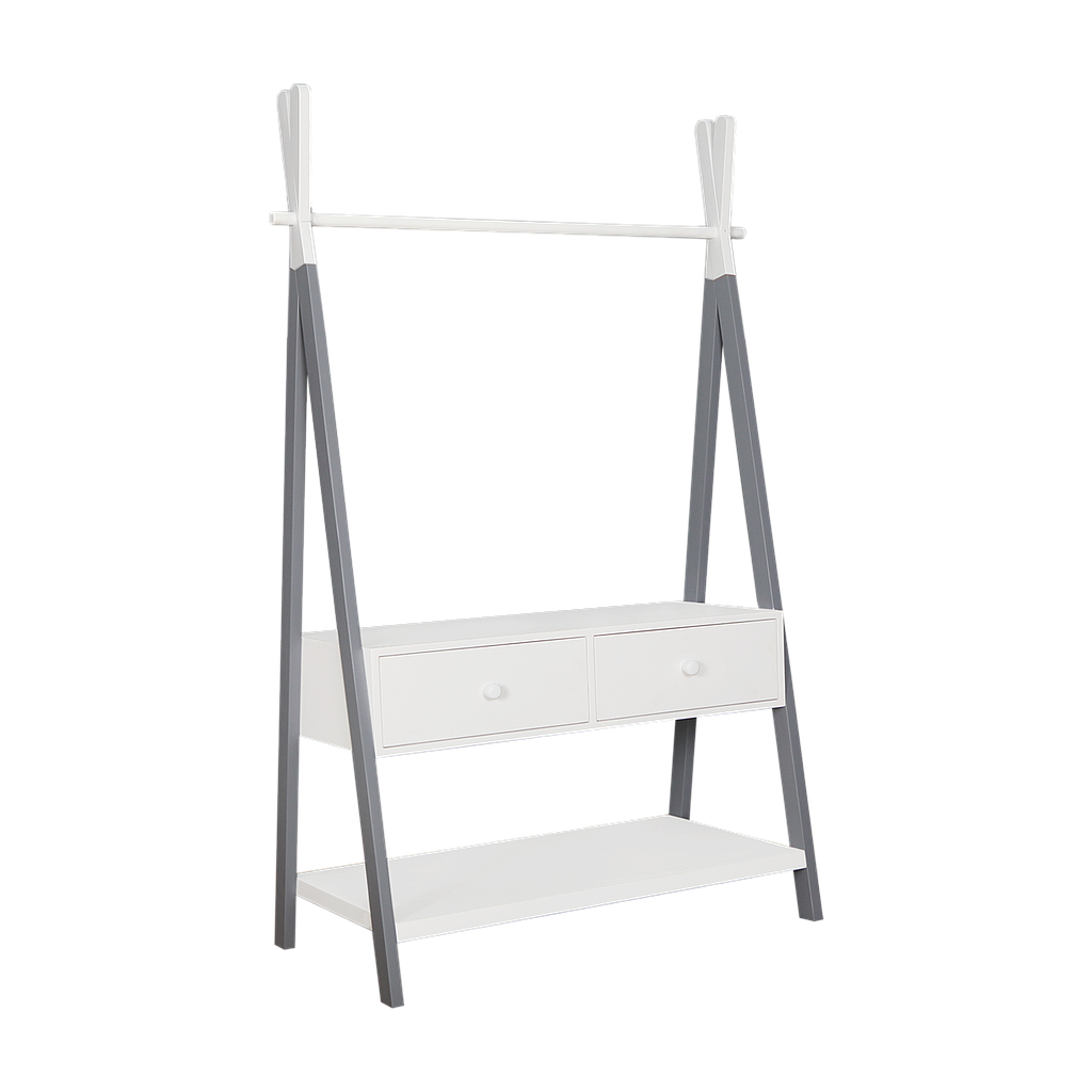 TIPI - Clothes shelf L100 x H170 - Pearl grey and White