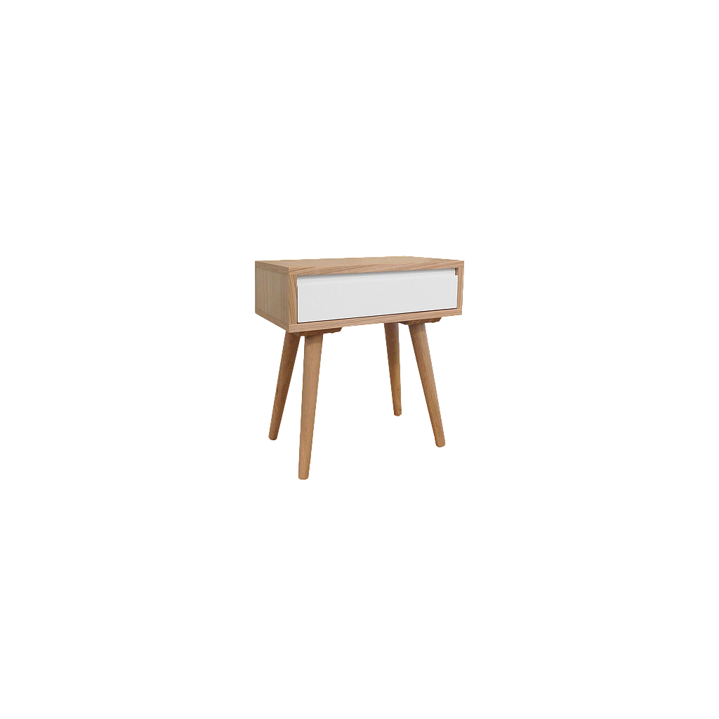 HELSINKI - Bedside table H50 - Natural oak and White lacquer